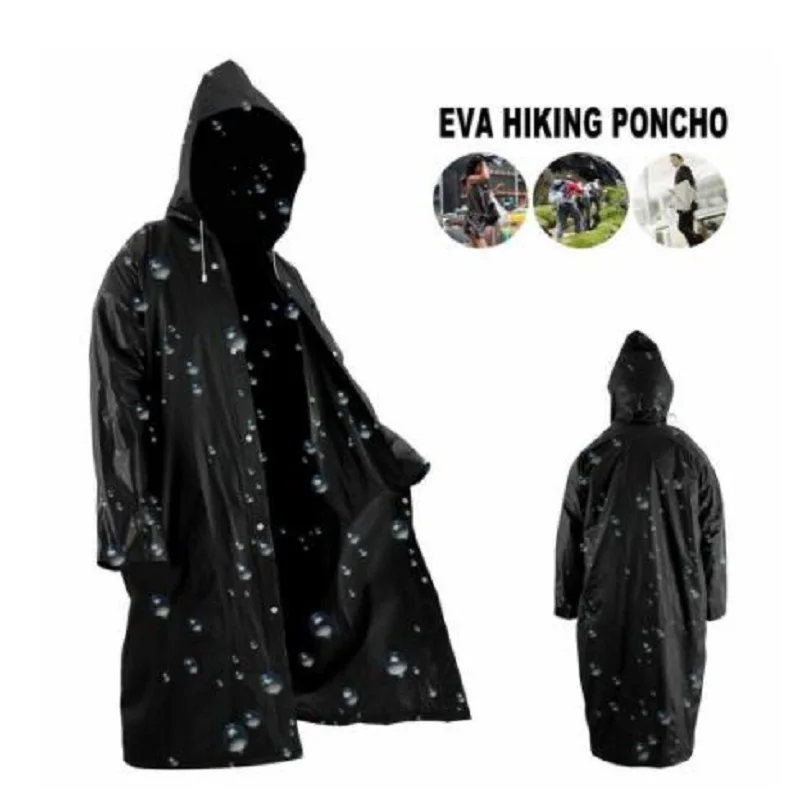 High Quality 1PC 145*68CM EVA Unisex Raincoat Thickened Waterproof Rain Coat Women Men Black Camping Waterproof Rainwear Suit