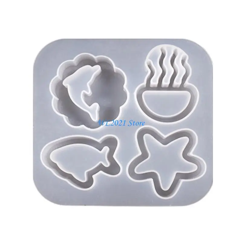 G5GC Marine Animals Quicks and Mould مصنوعة يدويًا قلادة السيليكون راتنجات DIY صب القالب لمجوهرات مفاتيح DIY غير عصا