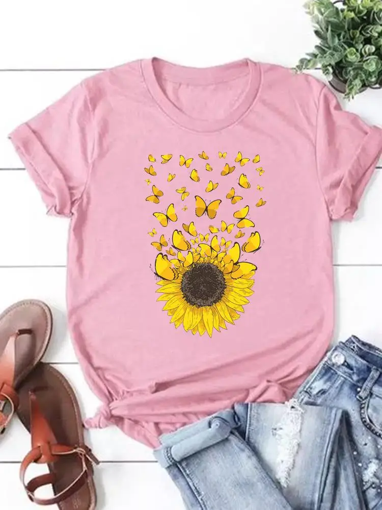 T-shirt manches courtes pour femmes, décontracté, à la mode, avec impression de lettres à fleurs, années 90