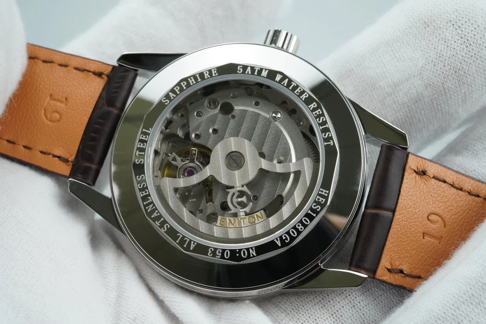 Eniton relógios mecânicos pulseira de couro aço inoxidável 316l 8217 movimento relógio automático 5atm luxo à prova dwaterproof água relógio automático