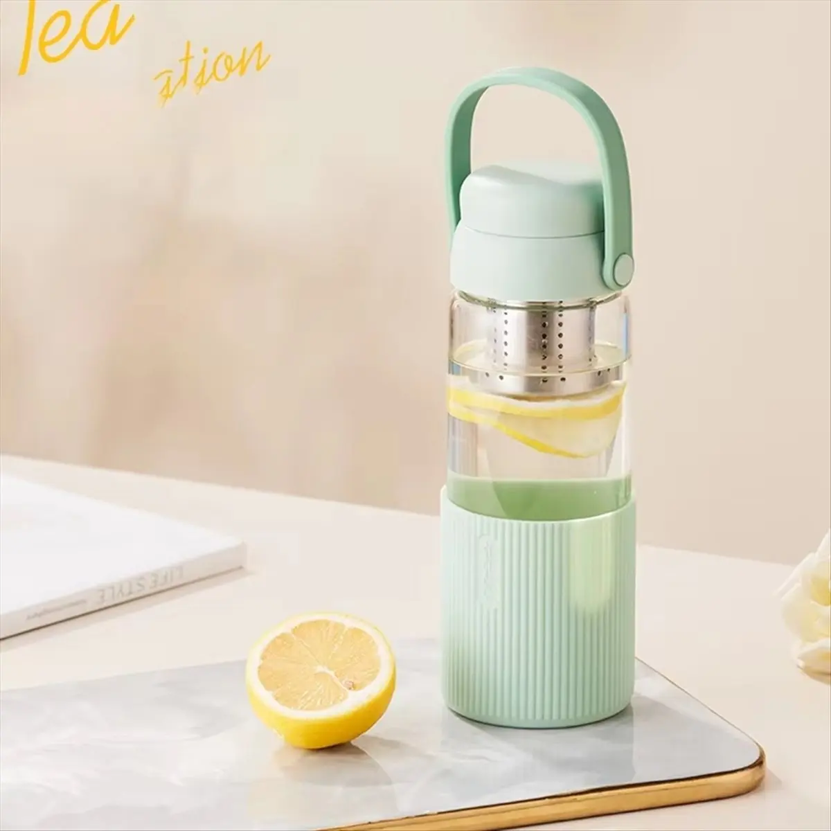 AA1126~520ML Transparent Glass Coffee Mug with Lid,Multi-Use Drinkware for Coffee,Tea,Includes Tea Filter,Ideal for Home A