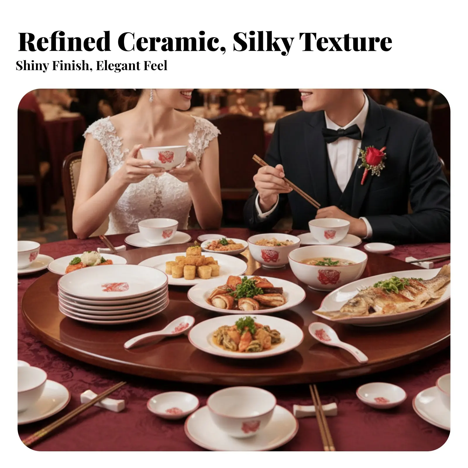 

Набор посуды в стиле Чаочжоу: красная керамическая посуда, праздничная утварь, с индивидуальным логотипом, для свадебных банкетов, тарелки и миски из костяного фарфора