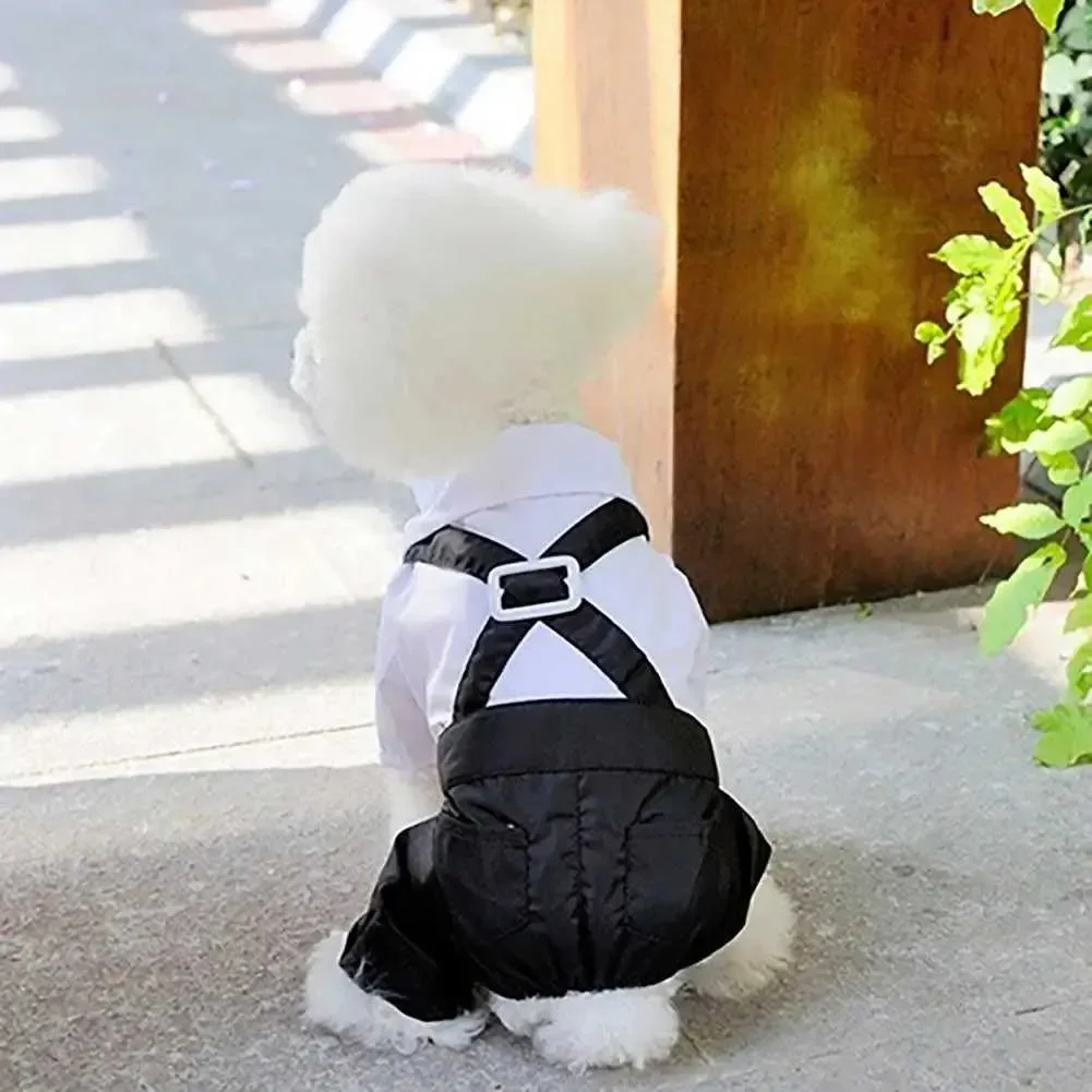 Dog Bow Tie Suit Wedding Photo Fake Two-piece Shirt Suit Teddy Puppy Clothes Cloth Stylish Pet Clothes Dog Clothing Dog T ShirtX