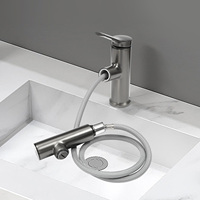 Pull-Down Bathroom Faucet with Temperature Display Single Handle Brass Mixer Tap (G1/2\