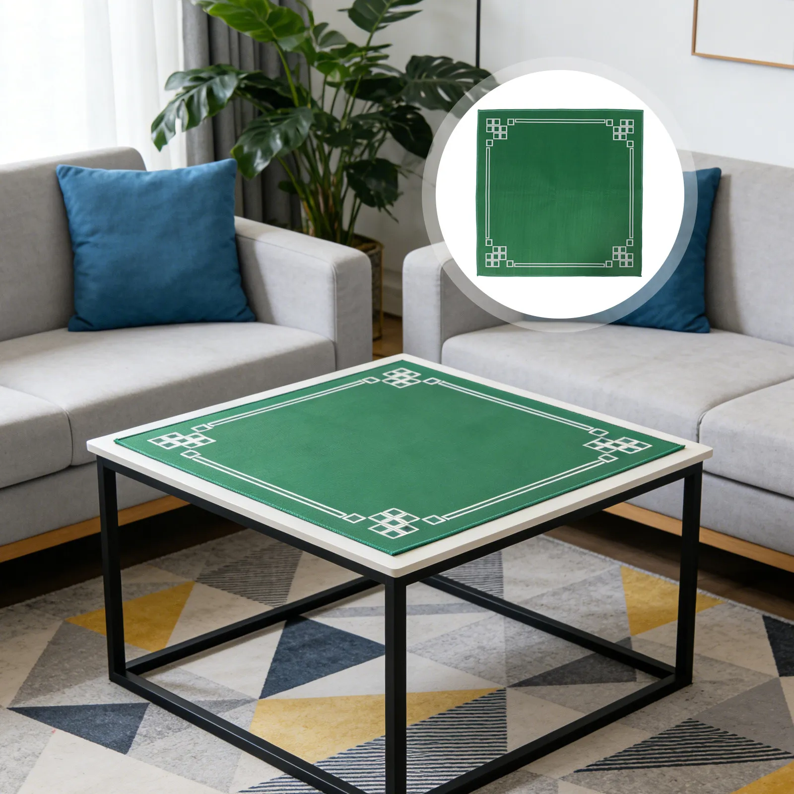 Anti Slip Mahjong Mat 70Cm/27.5In Square Thick Wear-Resistant Noise Reduction Table Cover For Card Games Board Game