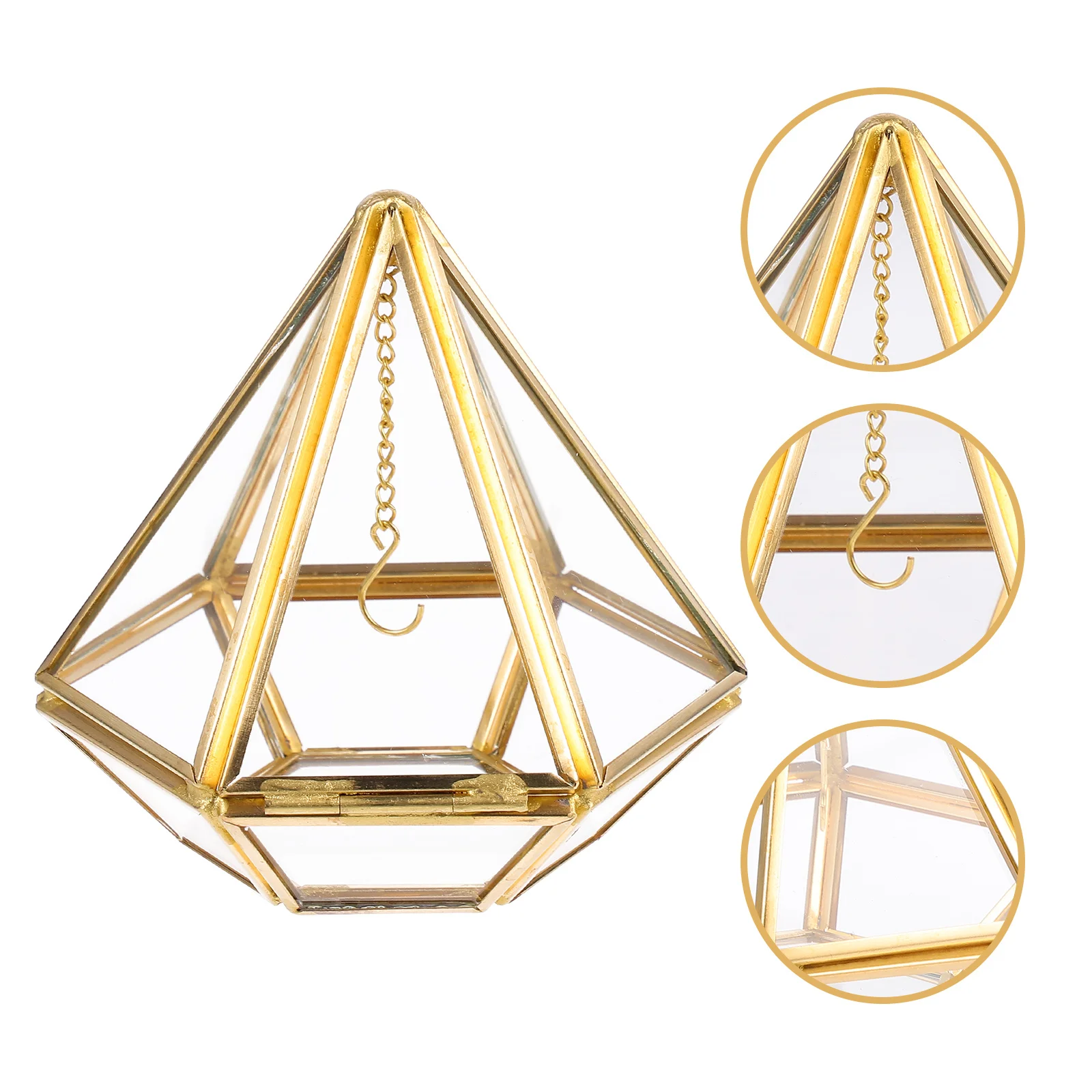 

Hexagon Design Transparent Glass Jewelry Storage Box Display Case For Earrings Rings Necklaces Bridal Gift Vintage Home Decor