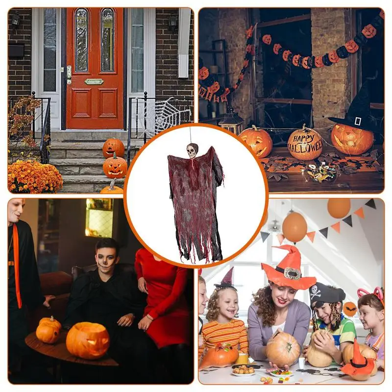 

Висячие украшения со скелетами и призраками на Хэллоуин, подвесные мрачные жнеки для вечеринок на Хэллоуин, украшения для дома и улицы