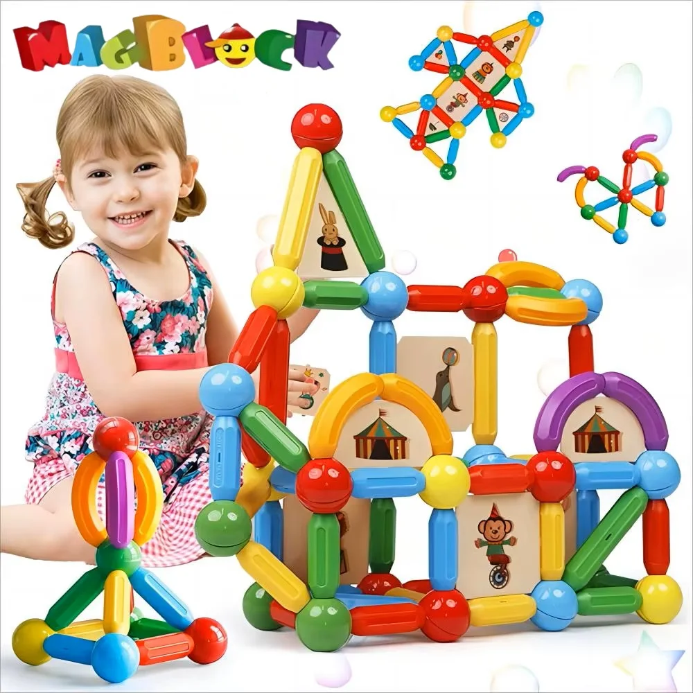 Mag block 90pcs magnetische Bausteine Blöcke Spielzeug Geschenk für Jungen Mädchen Magnet Sticks Bälle Bau Spielzeug Sets Montessori Spielzeug