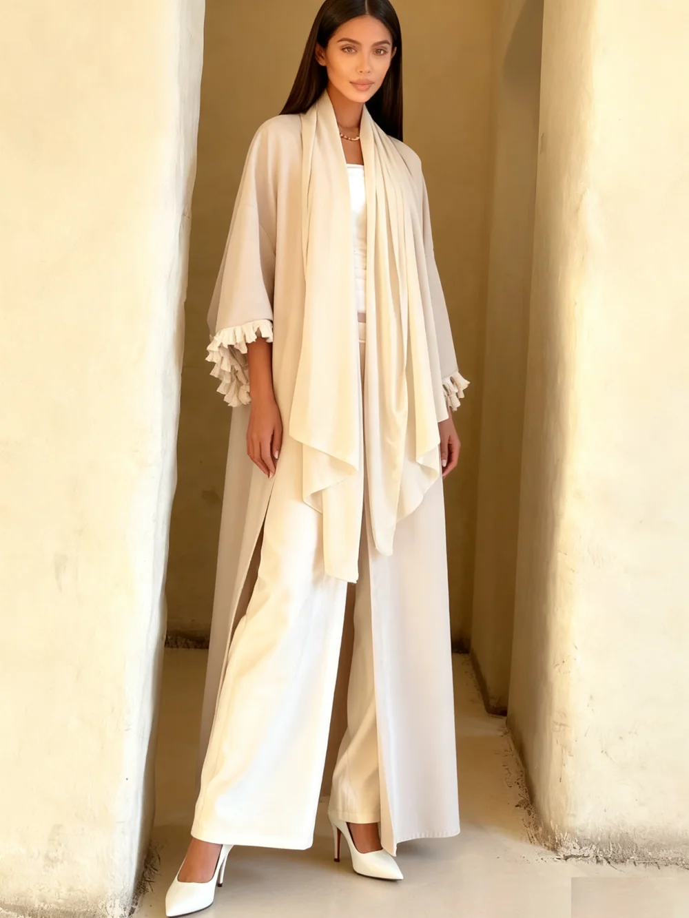 Abbayas de Dubái para mujer, vestido musulmán Abayas abiertas con flecos, cárdigan tipo kimono, caftán marroquí, bata femenina, Abayo de Dubái, ropa islámica