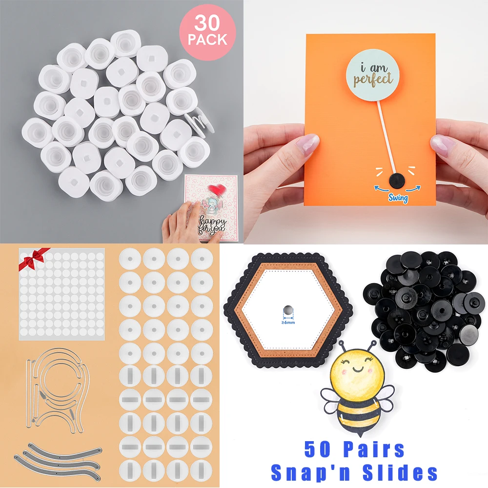 Black Snap and Spin Round Interlocking Disks | Easy Interactive Card Elements for DIY Kinetic Paper Craft Spinner & Slider Cards