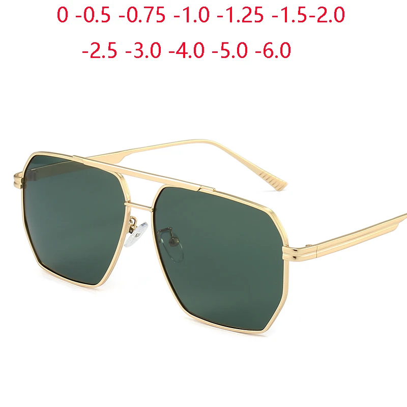 

0 -0.5 -0.75 To -6 Polygon Pilot Myopia Sunglasses Men Polarized Big Frame Driving Anti-glare Prescription Sun Glasses For Women