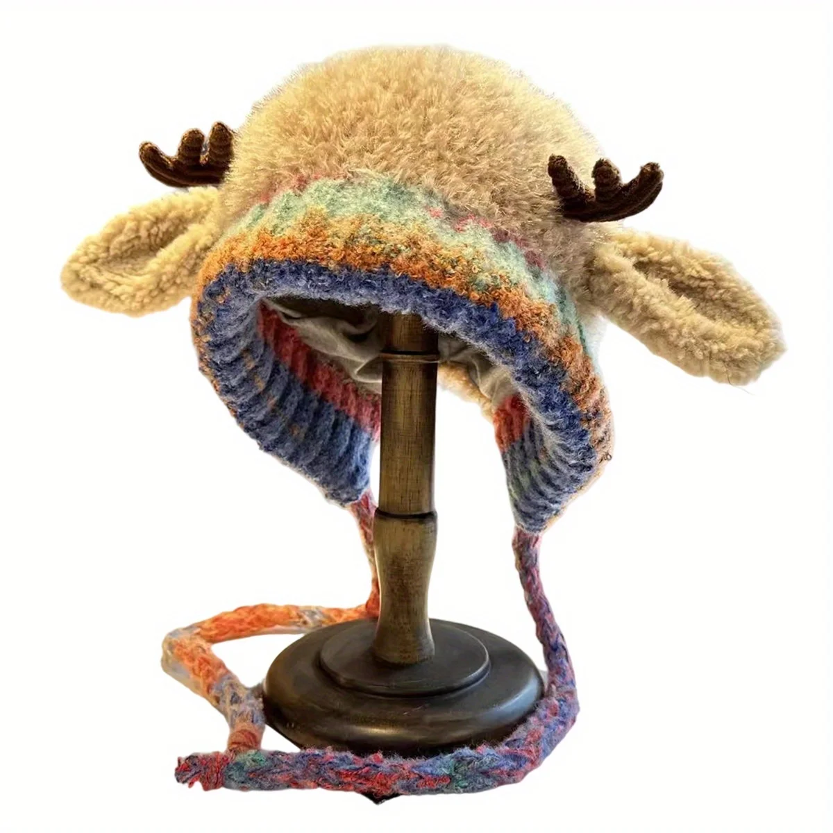 Warm And Adorable Winter Hat for Women Featuring Antlers And Earflaps, Adjustable And