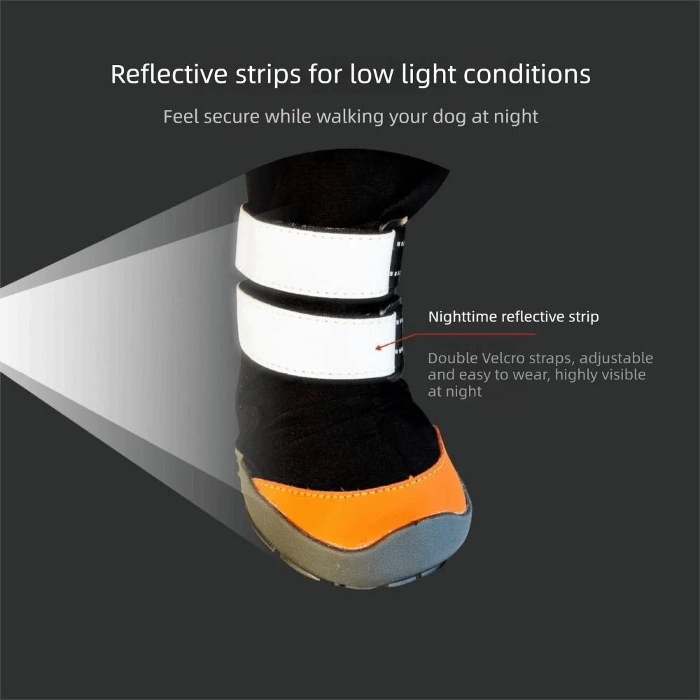 Non-Slip Dog Suspender Boots Wear-resistant Waterproof Pet Rain Shoes Hard-soled Reflective Straps Dog Protective Footwear