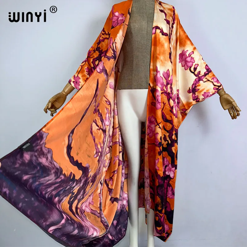 Winyi Kimono Boho Print Kaftans Strandkleding Cover-Ups Elegant Vest Elegant Vakantie Strandofits Voor Dames Vestidos Купальник