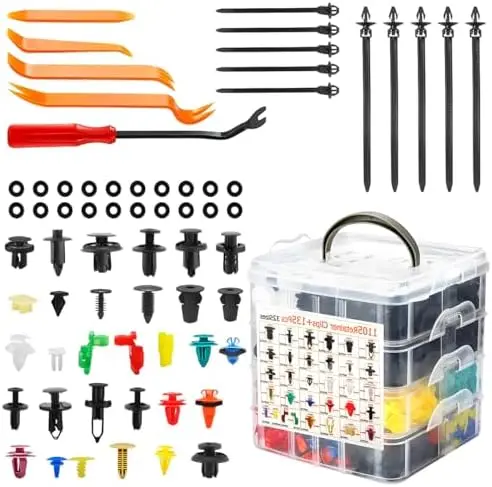 

1240PCS Car Push Clips Kit – 32 Sizes Nylon Fasteners, Door Panel Pins, Cable Ties & Removal Tools for ,