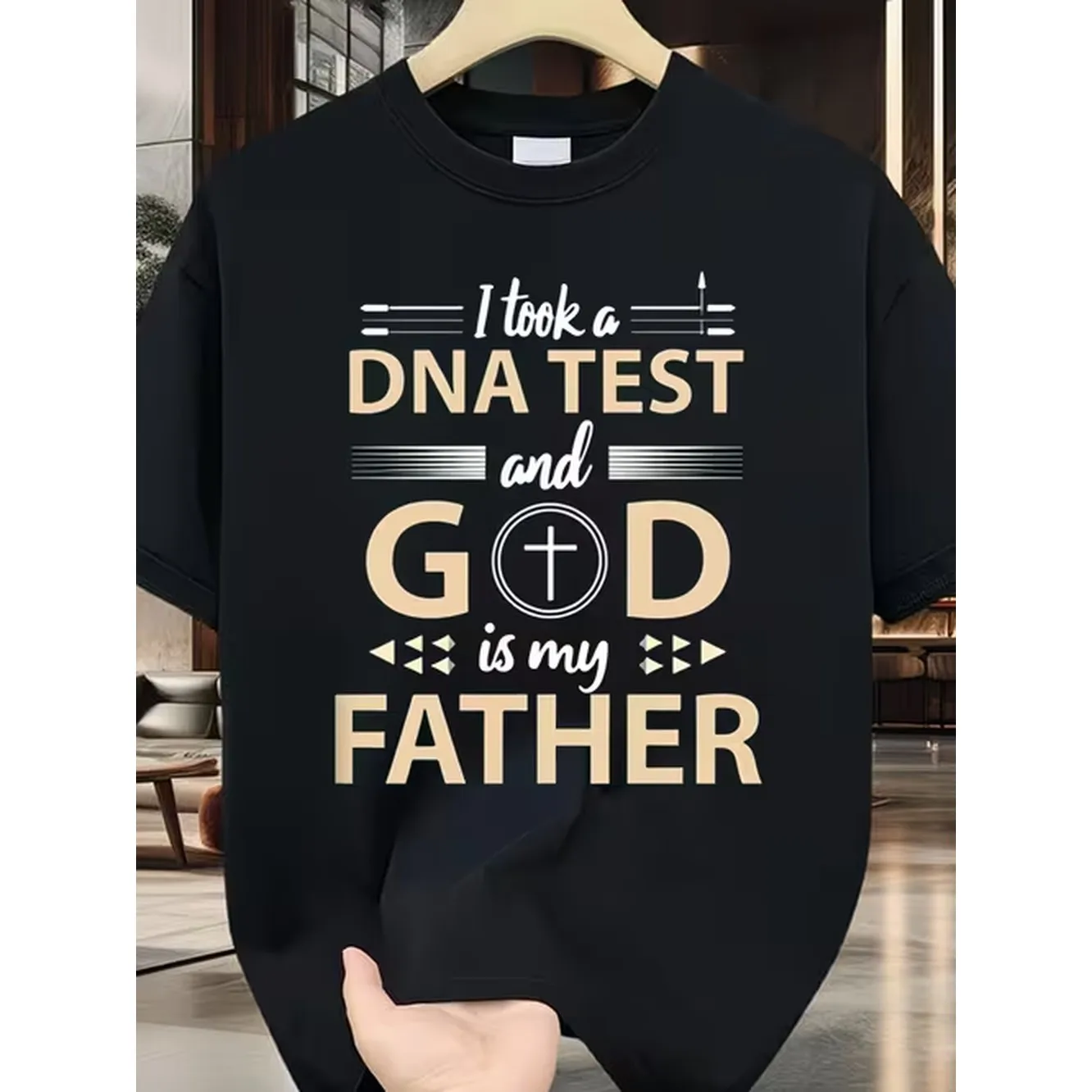 Christian Faith Dna Test God Is T Shirt Dna Spiral Cross Design Religious For Church Events Unisex Casual Wear For Men For Man And For Suitable For Dad Husband Ligh