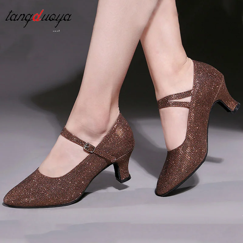 

Women Professional Glitter Soft Fur/Rubber Sole Out/Indoor Closed Toe Modern/ Samba/ Tango/ Ballroom/ Salsa/ Latin Dance Shoes