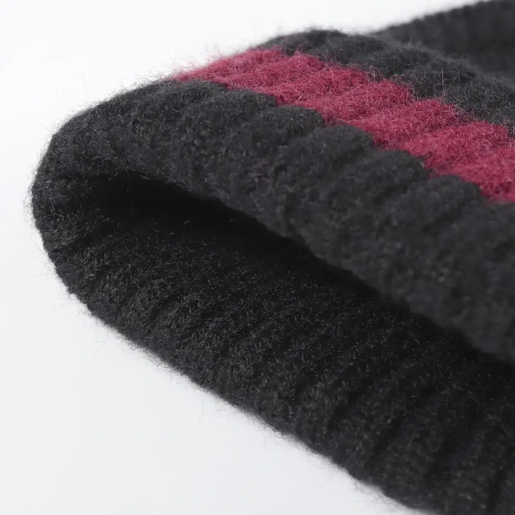 New Block Color Women\'s Hat Fashion Skullies & Beanies Autumn Winter Outdoor Warm Thick Rabbit Hair Knitted Caps For Men