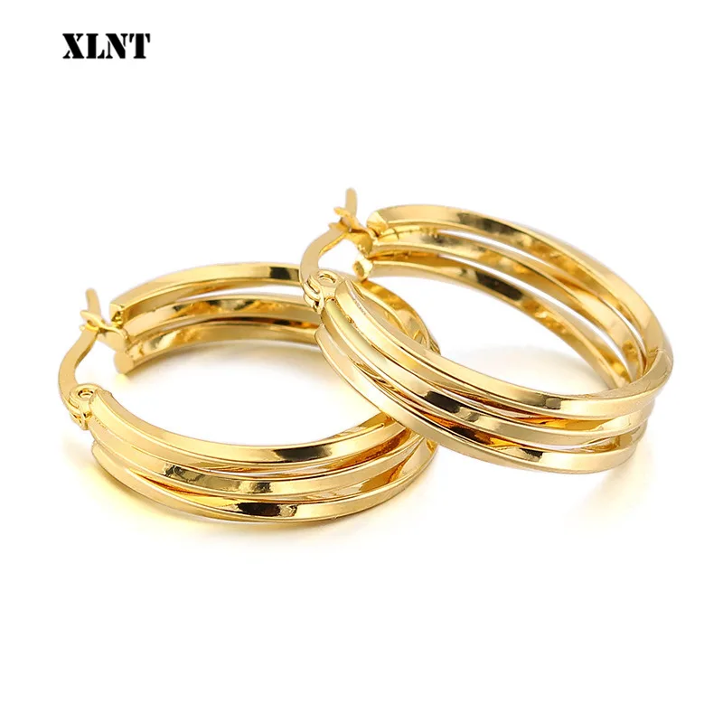 XLNT Trendy Fashion Elegant Hoop Earring Woman 2019 New Vintage Gold Color Cheap korean Statement Earrings Accessories brincos