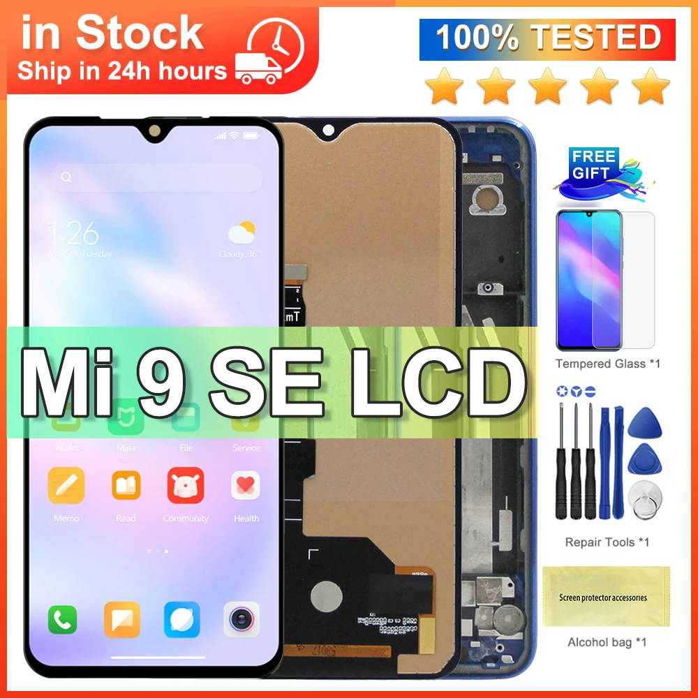 100% New Display For Xiaomi Mi 9 SE LCD Screen Replacement With Frame 10 Touch Display For Xiaomi Mi9 SE Mi 9SE M1903F2G LCD