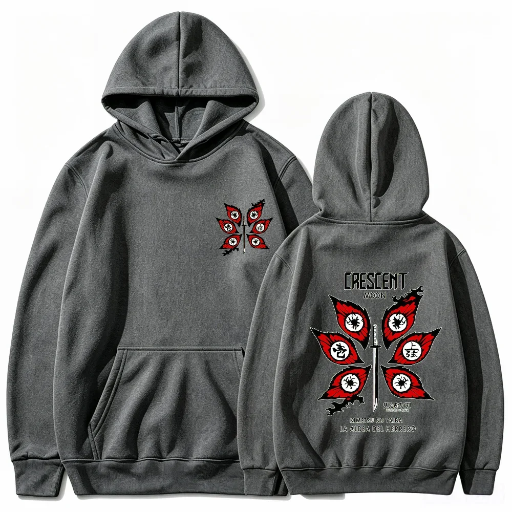 Kimetsu No Yaiba Kokushibo Symbol Hoodie Unisex Anime Print Pullover Sweatshirt Casual Streetwear Winter Hooded Tops