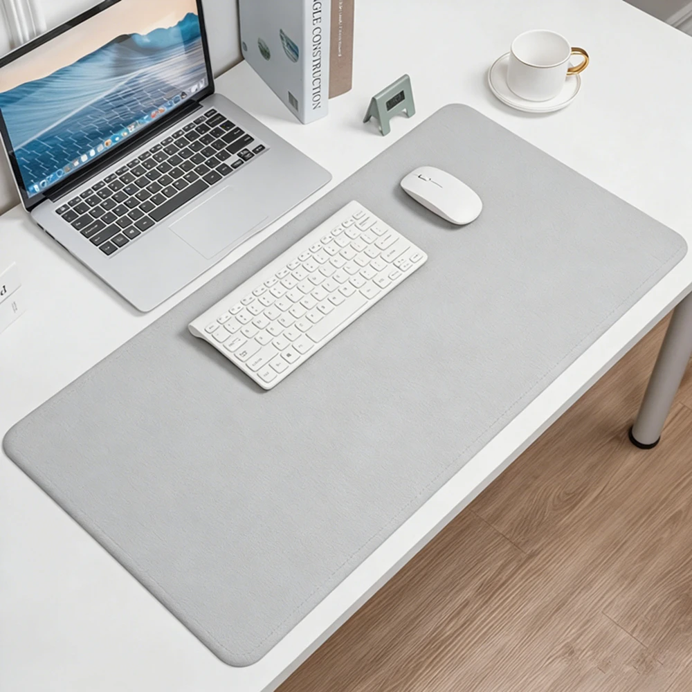 Larger XXXL Solid Grey/Gray Anti-Slip Desk Mat Art Design Waterproof Table Game Layout for Office Keyboard Mouse Pad Accessories