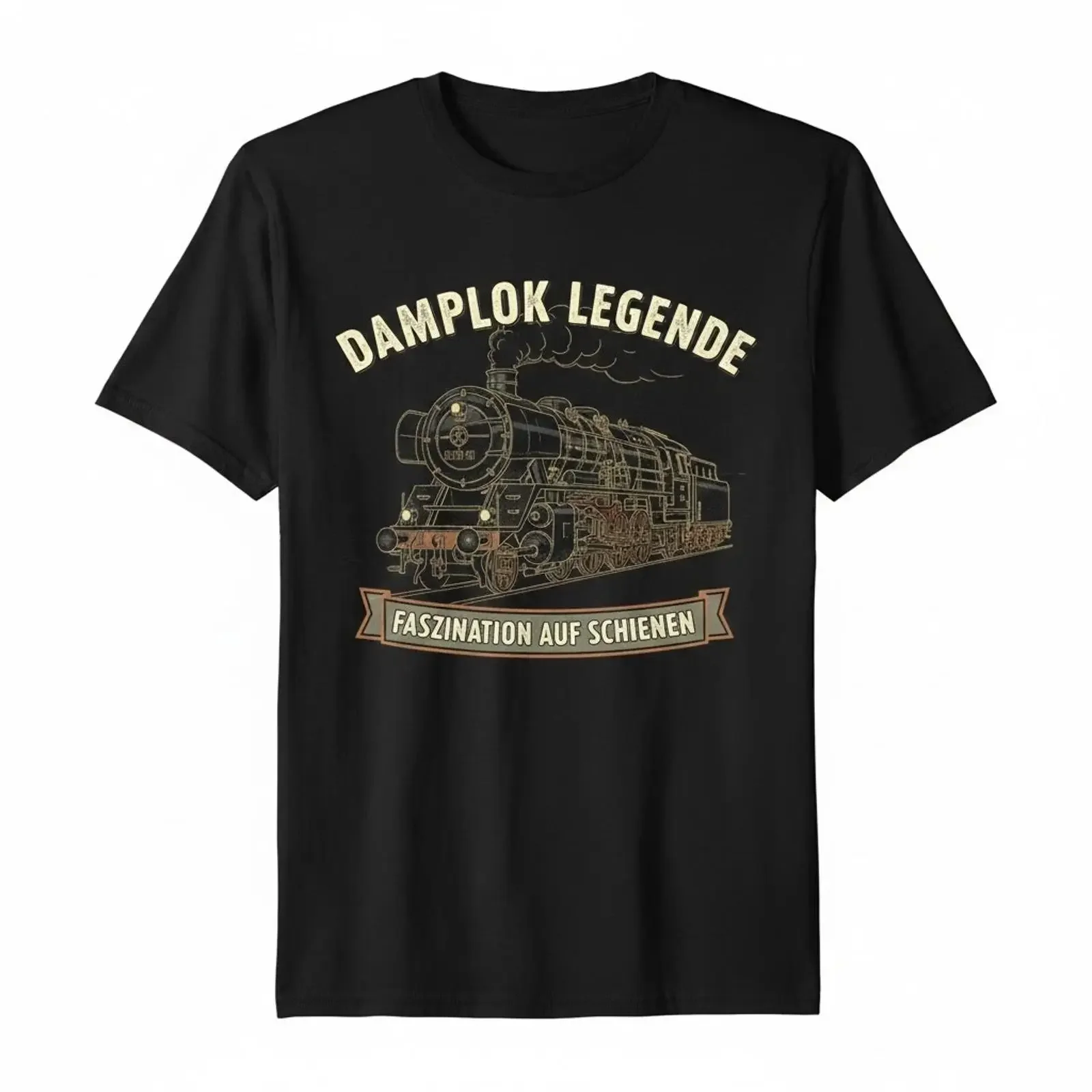 Men's T Shirt Steam Locomotive Legend Railway Train Saying  vintage Washed Casual Breathable homme Stretched fashion graphic