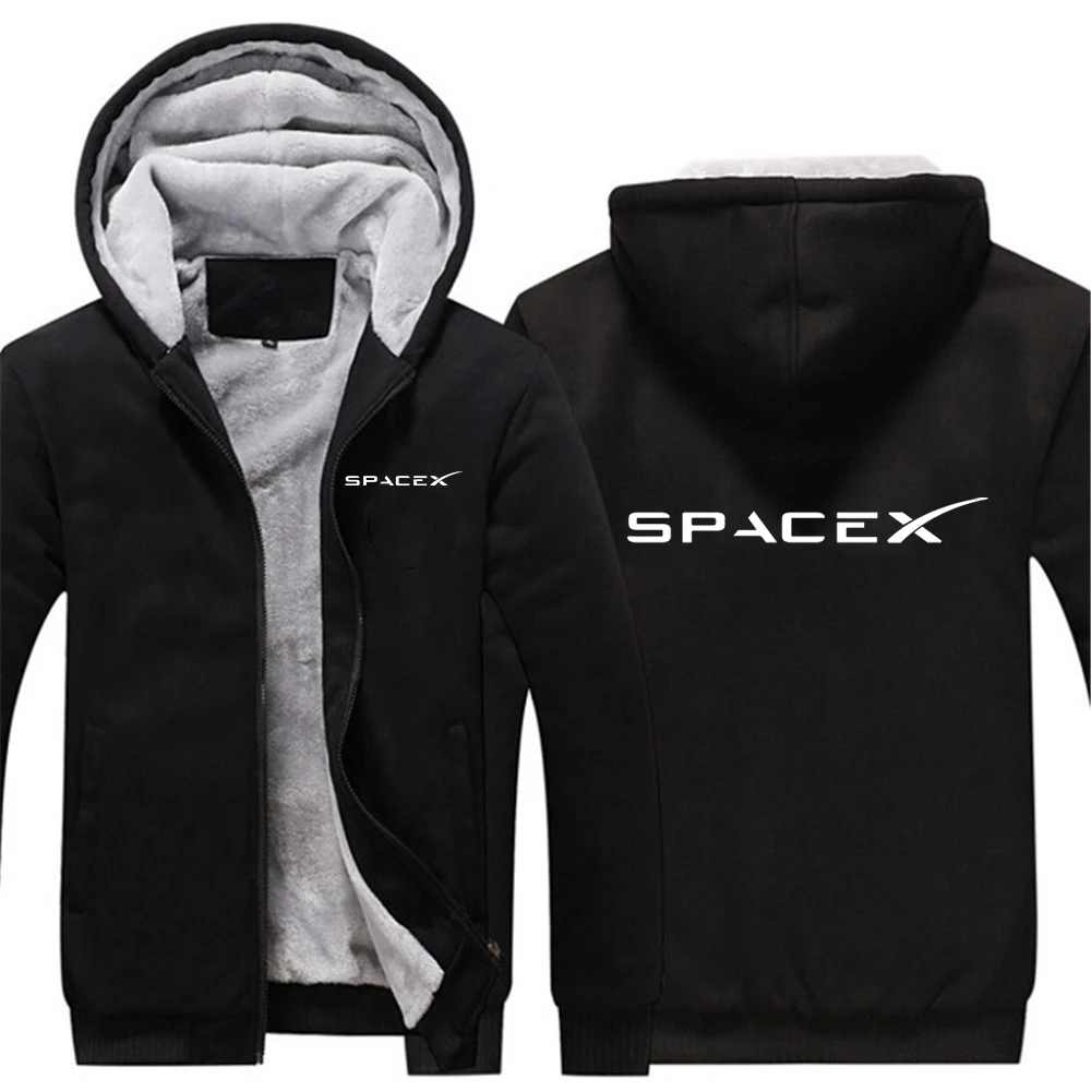 

SpaceX Space X Logo 2022 Men's New Winter Fashionable Jacket Sport Thick Sports Coats Warmer Zipper Up Hoodies Casual Sweatshirt