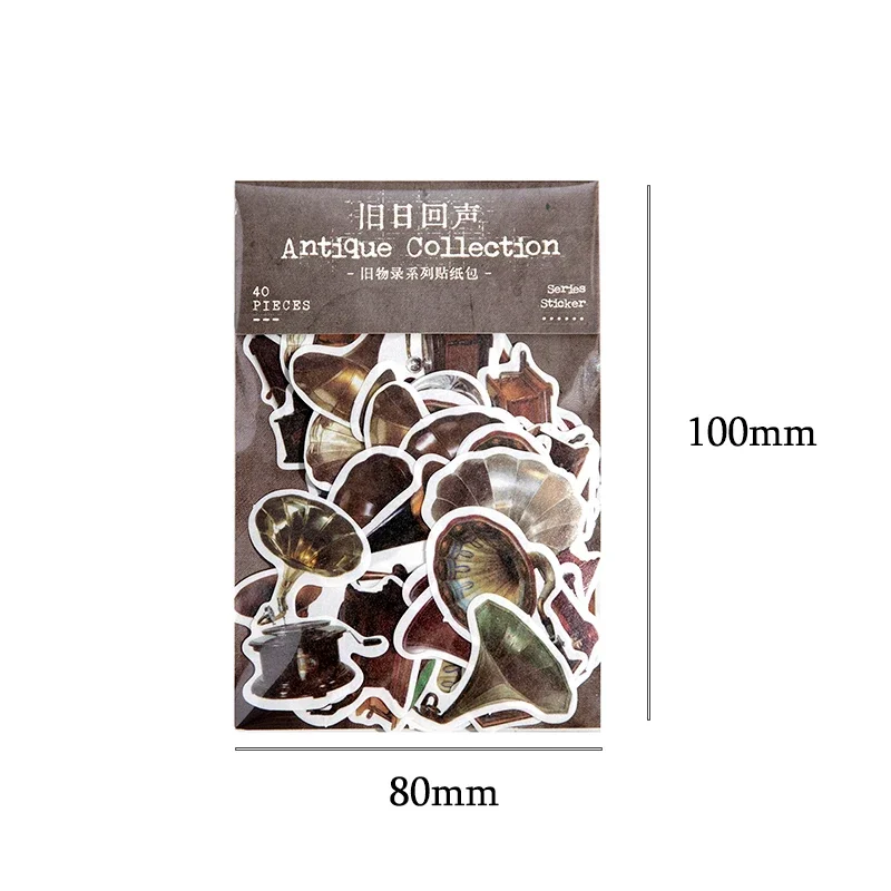 45Pcs Sticker Record Old Decoration afternoon Tea Printing Material English Package Diary Collage Supplies Scrapbook 100*80MM