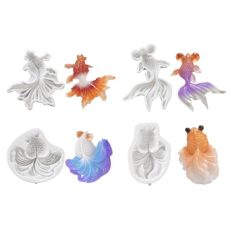 Kois Fish Theme Keychain Mould Epoxy Resin Keyring Pendant Mould Flexible Silicone Molds for Jewelry and Ornament Making