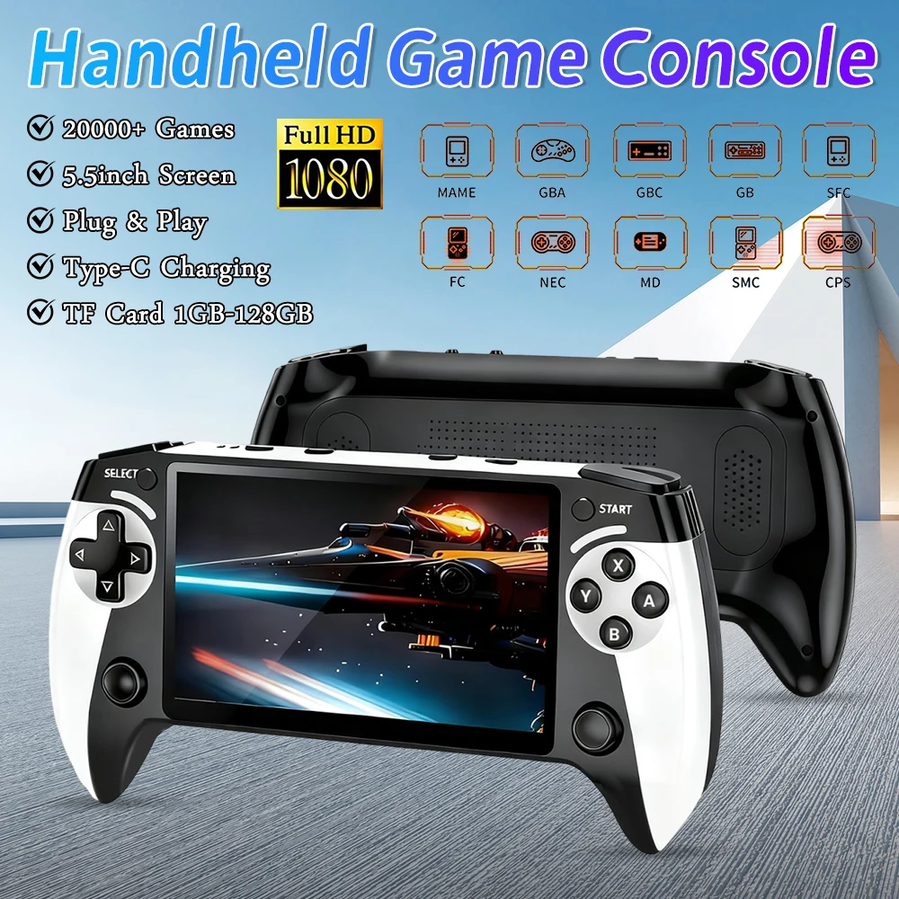 

Handheld Game Console 5.5 Inch Screen Retro Handheld Video Game Console with 20000+ Games Game Player for Kids Adults