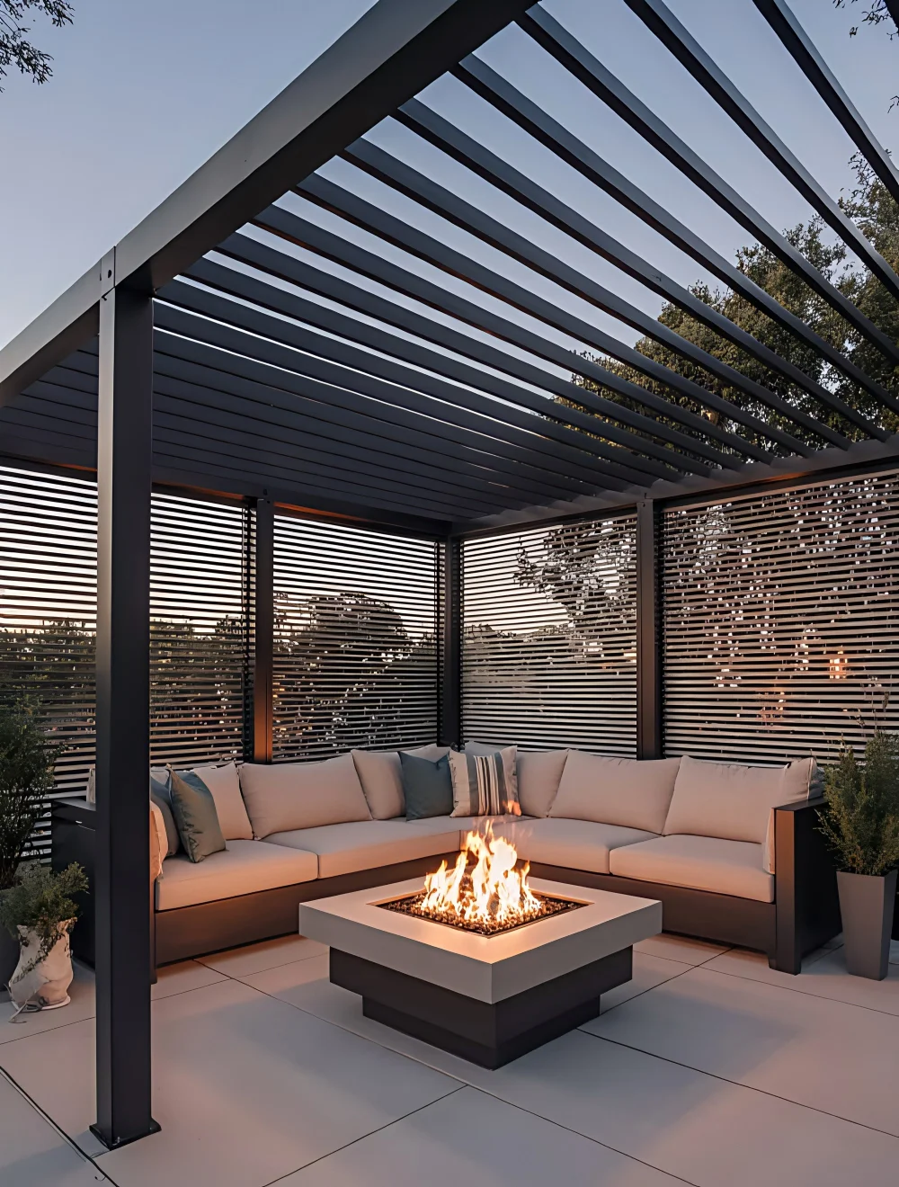 Modern Gazebos Outdoor Furniture Waterproof Aluminum Louvered Sun Protection Pergolas Sun Shade Electric Pergola with LED Light