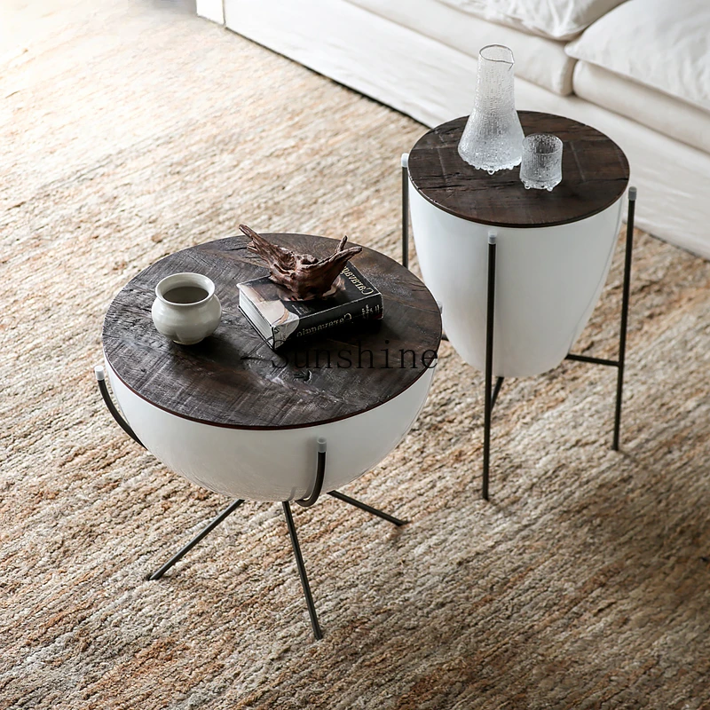 

Simple and retro side table creative can store coffee table combination