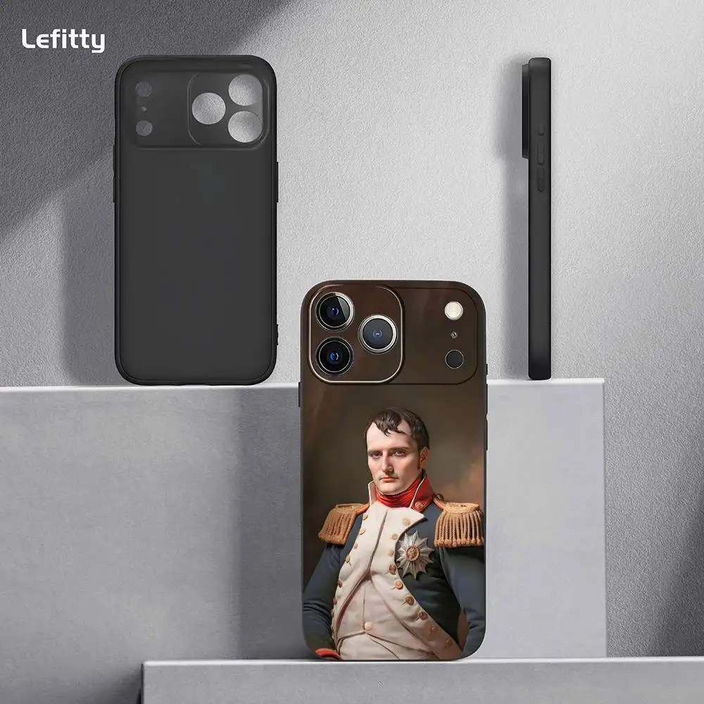 الفرنسية بطل N-نابليون جراب هاتف آيفون 17 16 15 14 13 12 11 برو ماكس بلس ميني أسود متجمد لينة شل فوندا #4