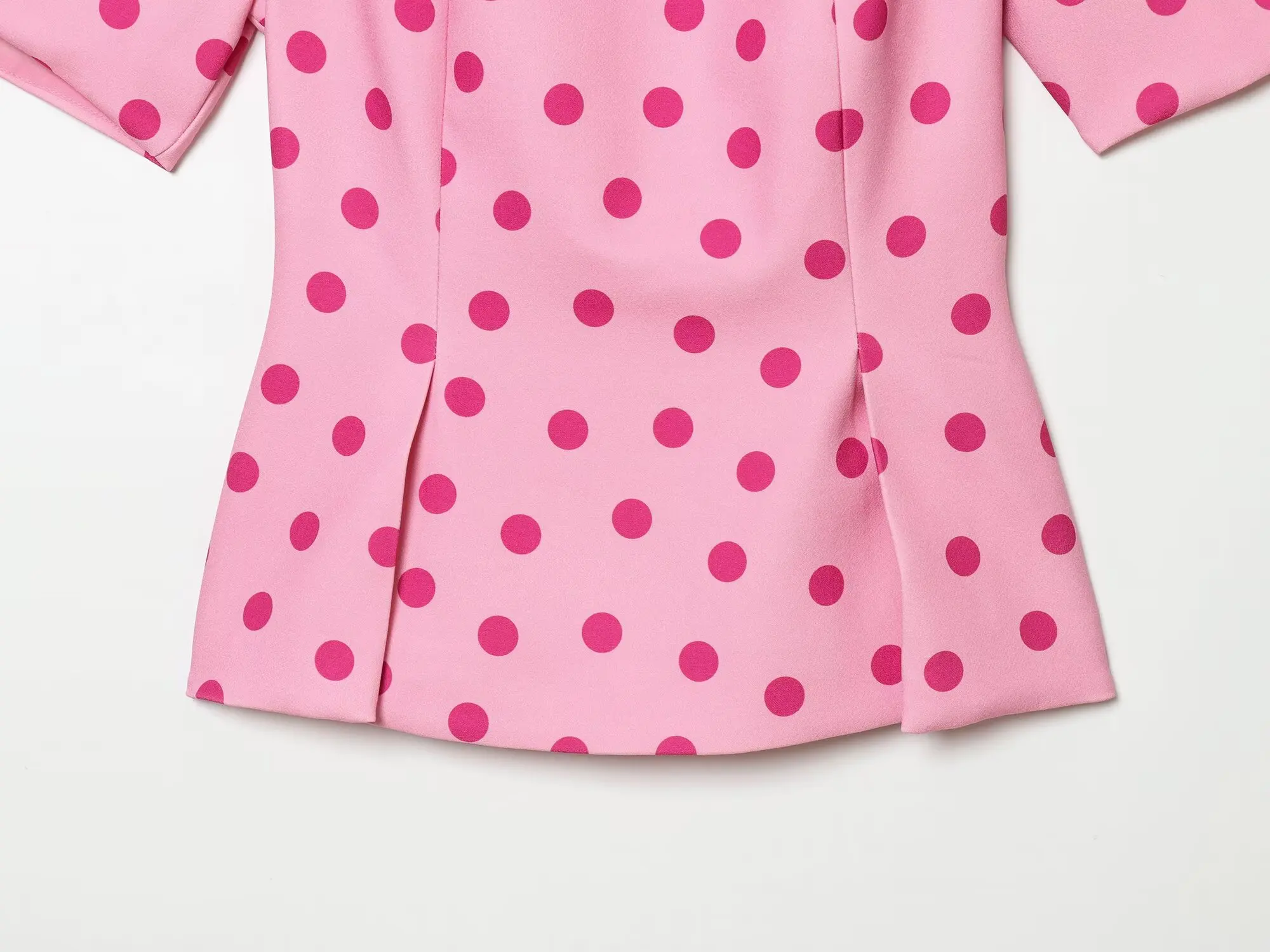 BSAY 2026 Sommer Damen Polka Dot Peplum-Top mit Puffärmeln und Rundhalsausschnitt – Elegante, schmal geschnittene Freizeitbluse für den Alltag – Detail 13