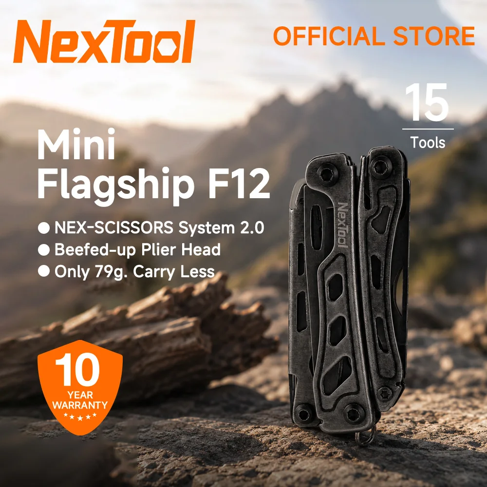 NexTool Mini Flagship F12 15 in 1 Multitool Keychain Pliers Serrated Scissors  Screwdriver File Ruler Outdoor Hand Tools