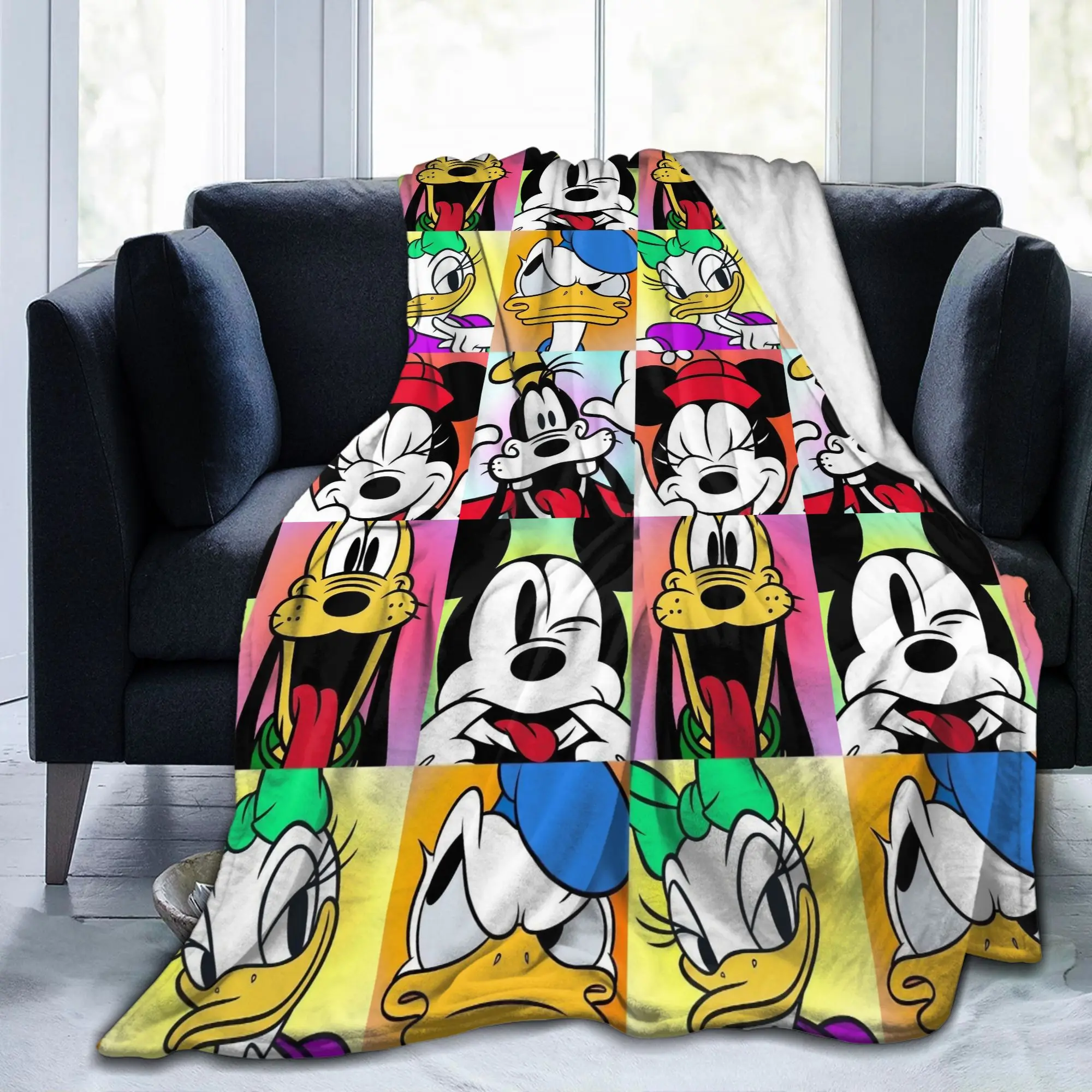 Mantas de Mickey Mouse de Terciopelo para Otoño, Mantas Ligeras y Transpirables de Pato Donald y Minnie, Mantas Finas de Felpa para Cama y Viaje
