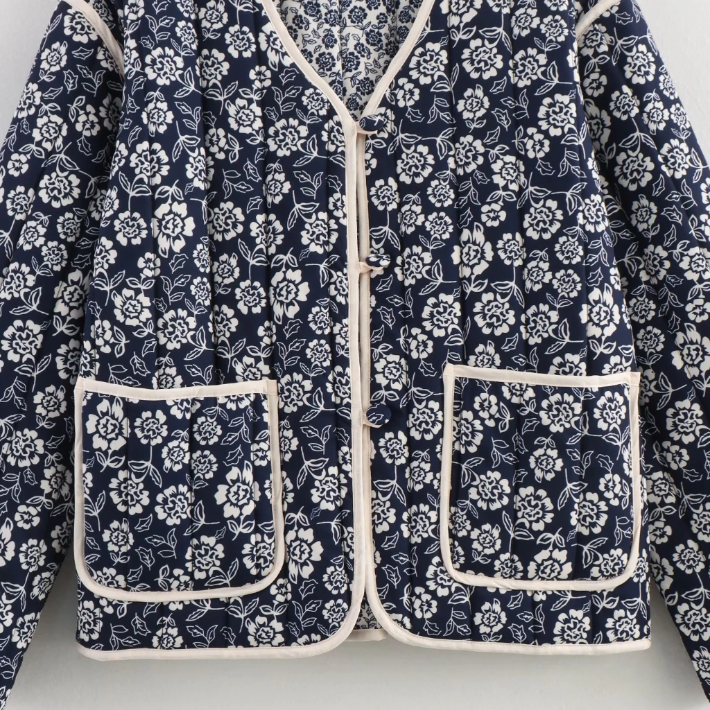 

Double-Sided Printed Striped Cotton Coat Women's Loose Fit Fashionable Outerwear for Spring/Autumn Seasons