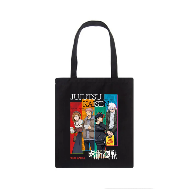 Jujutsu Kaisen-Bolso de lona con estampado de Anime japonés para mujer, bolsa de compras, bolso de hombro, informal, Vintage