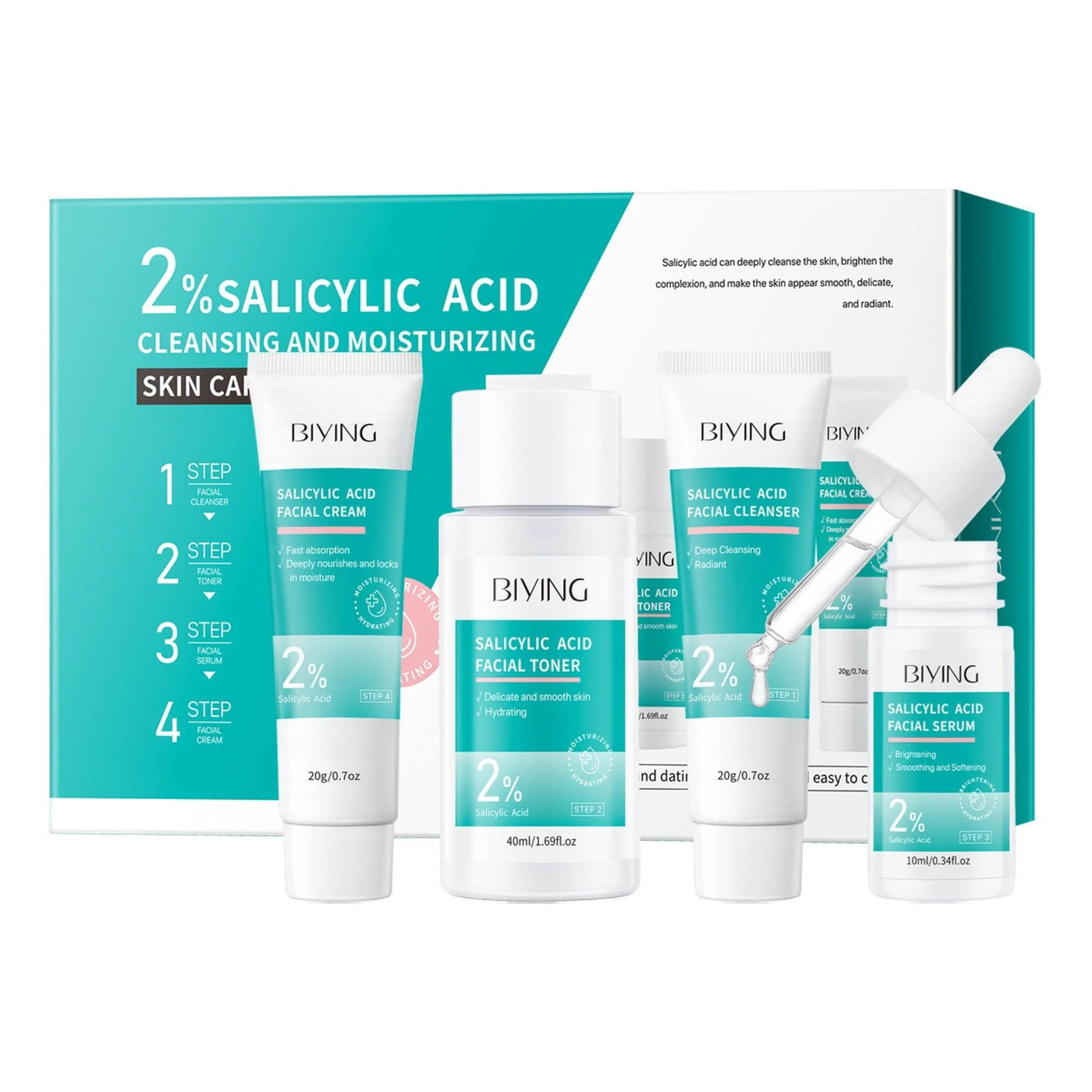 Salicylic acid acne water milk set cosmetics facial skin care fade acne marks improve acne pits control oil Skincare