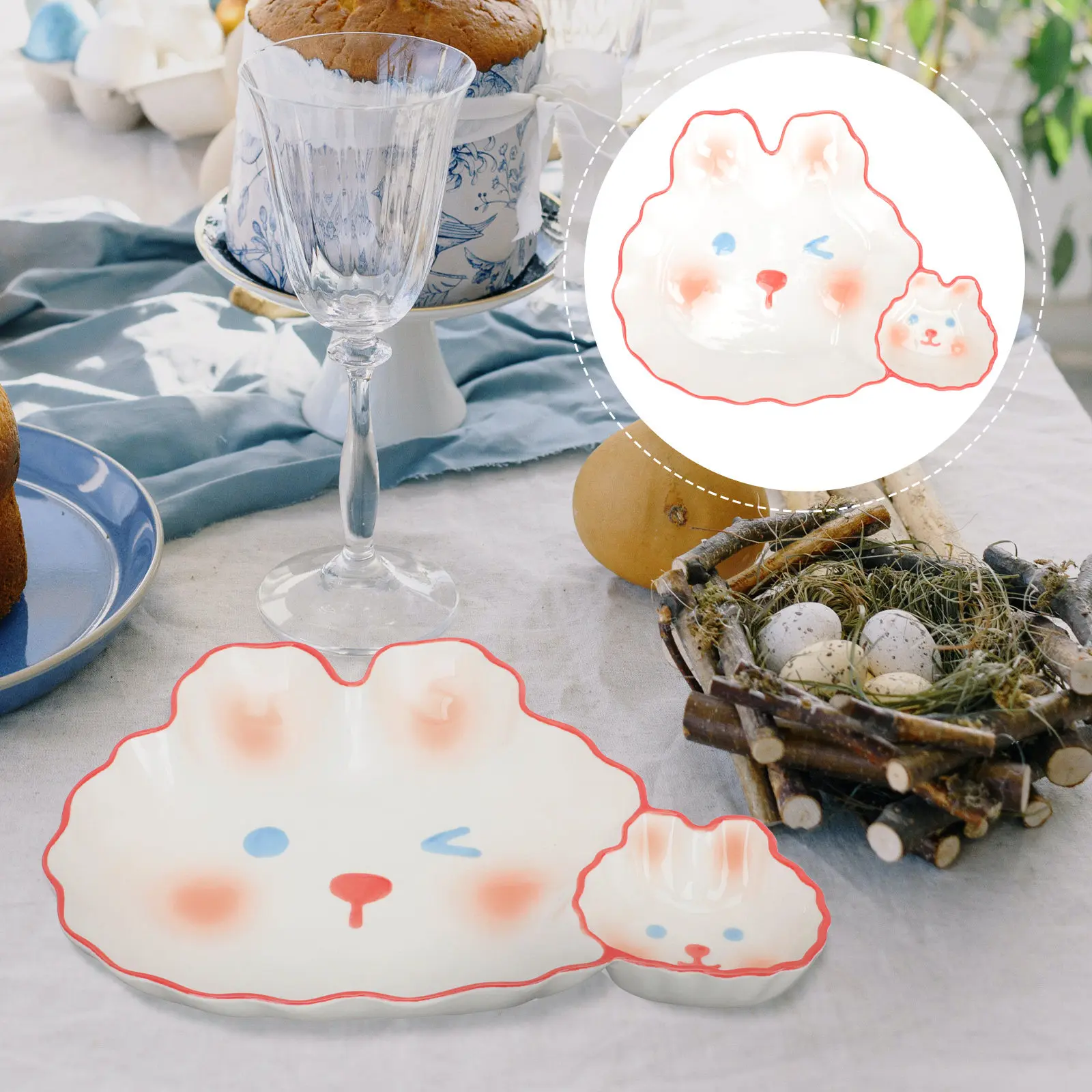 Plate Ceramic Dumpling Dish Multi-Function Compact Food Plate Reusable Household Sushi Platter Suitable for Home Party