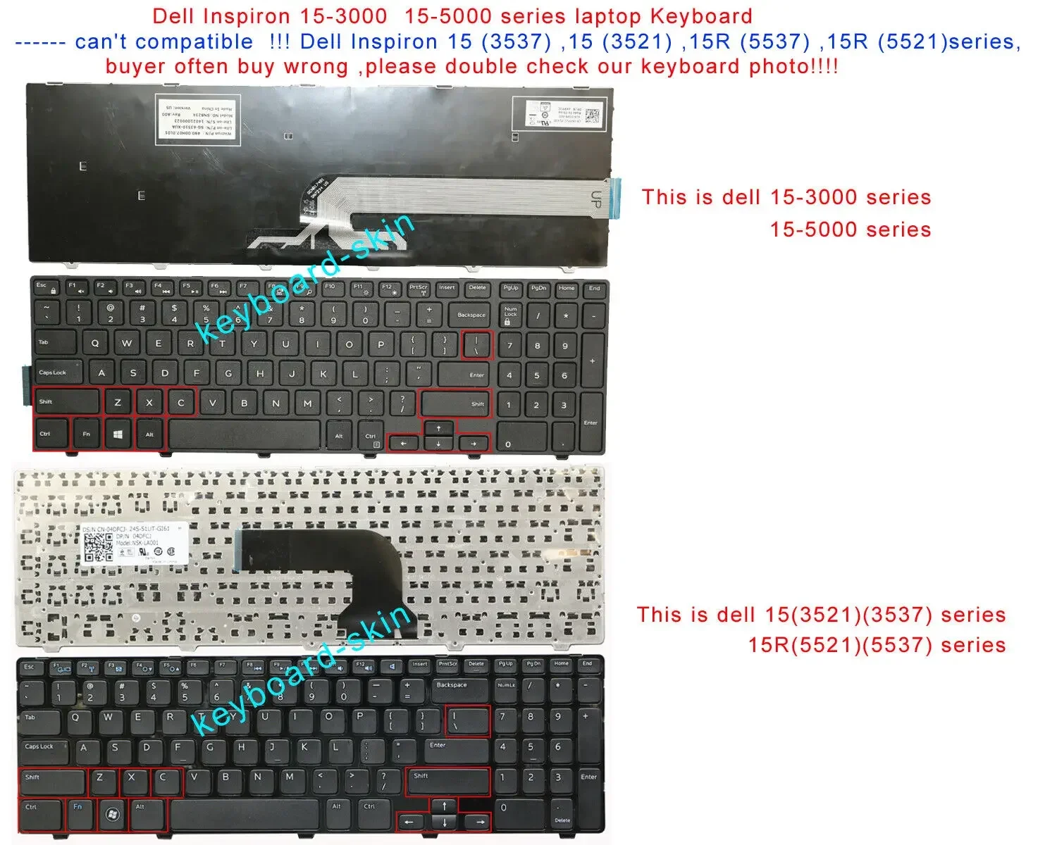 US Backlit Keyboard for Dell Inspiron 7557 7559 5745 5748 5749 5755 5758 5759 5558 5559 5566 5576 5577 5645 Vostro 3558 3559