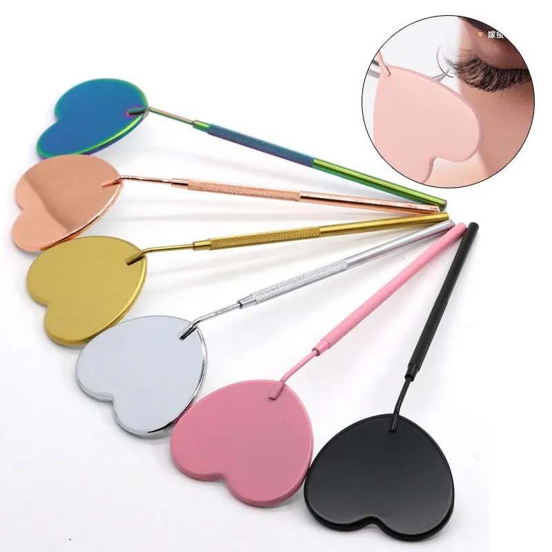 Multifunction Eyelash Mirror Heart Shape Magnifying Beauty Long Handle Mirror For Checking False Eyelashes Extension Supplies