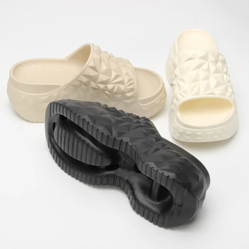 نعال سميكة للنساء ترتدي الخارج مع قاعدة إسفنجية وزيادة الارتفاع، شباشب أناناس مضادة للانزلاق