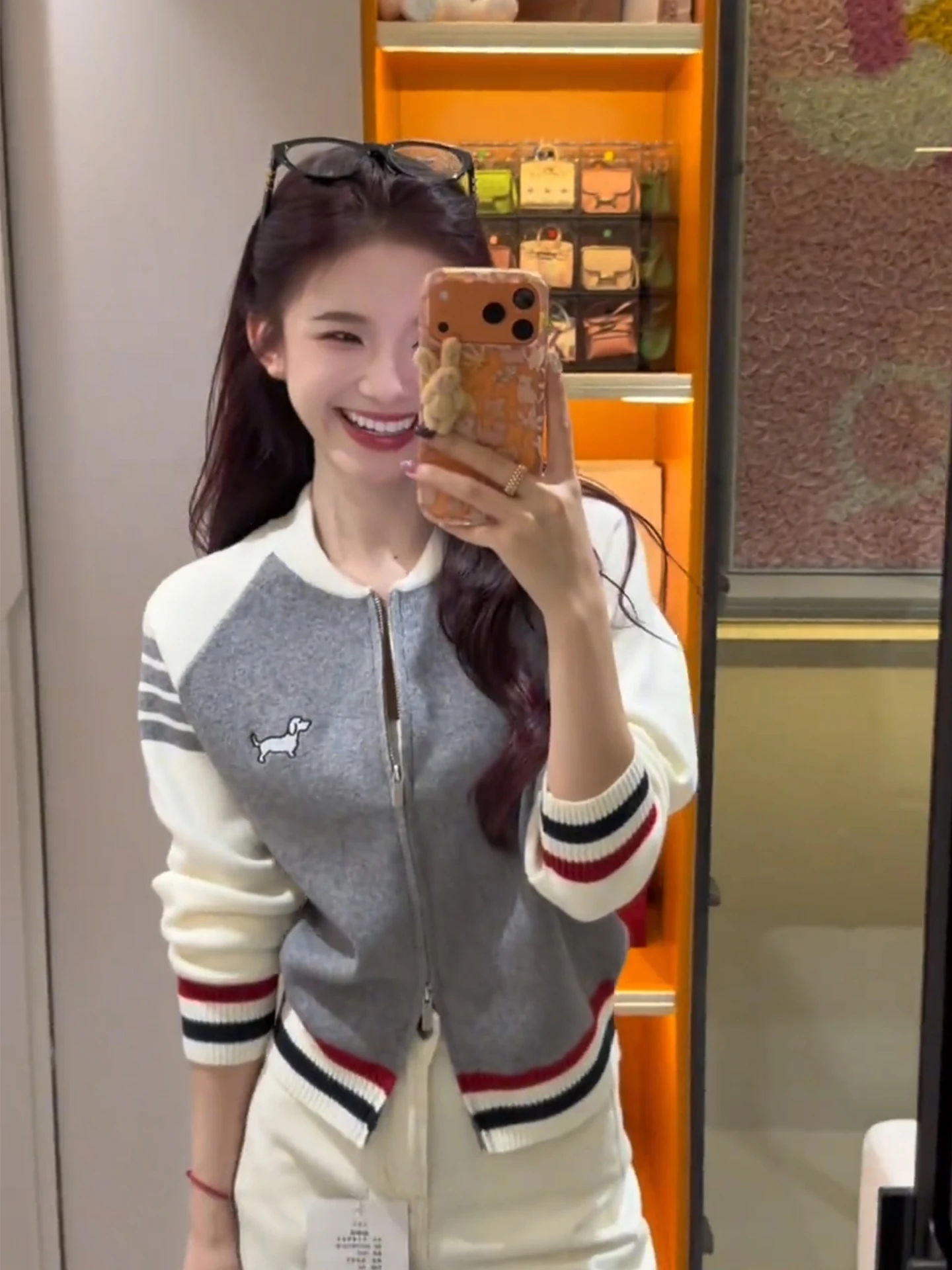 Korean College Style Color Block Knitted Cardigan Women's Early Autumn Outerwear Loose Short Baseball Jacket Top
