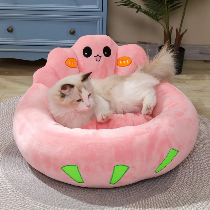 Super Soft Pet Cat Bed Plush 55cm 0-20KG Washable Calm Bed Donut Bed Comfortable Sleeping Artifact Suitable for All Kinds of Cat