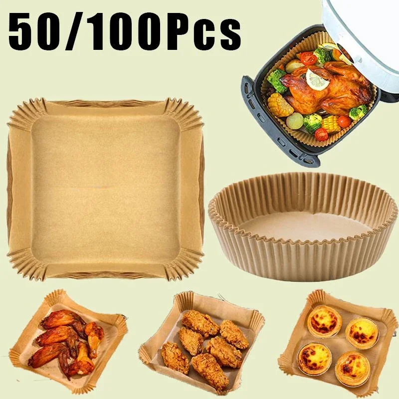 

50/100Pcs Air Fryer Disposable Paper Non-Stick Airfryer Baking Papers Round Air-Fryer Paper Liners PaperKitchen Accessories