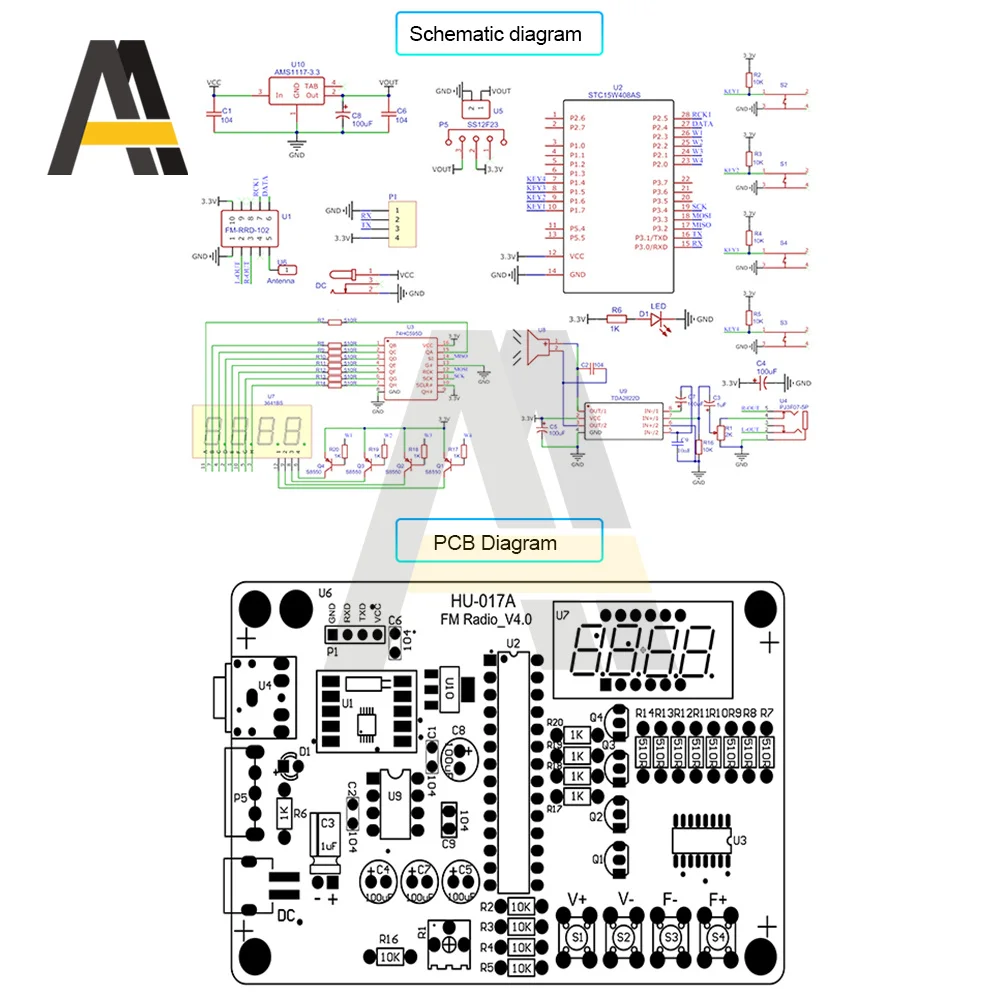 HU-017A RDA5807S Radio Audio Board Kit FM 87-108MHz Amplifier Frequency Modulation 87108Mhz FM Electronic Module DIY Kits