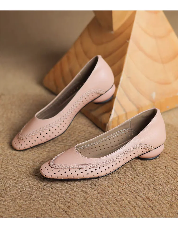 

Женские летние новые сандалии из дышащей мягкой кожи Single oes, удобные сандалии на каблуке с уютными ветровыми отверстиями, удобные...