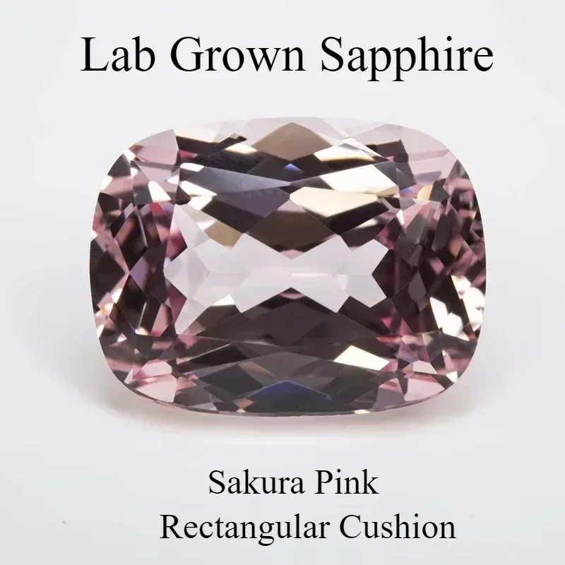

L-Lab выращенный сапфир Сакура розовый прямоугольный форма подушки VVS1 подвески DIY для изготовления ювелирных изделий ожерелье на выбор сертификат AGL